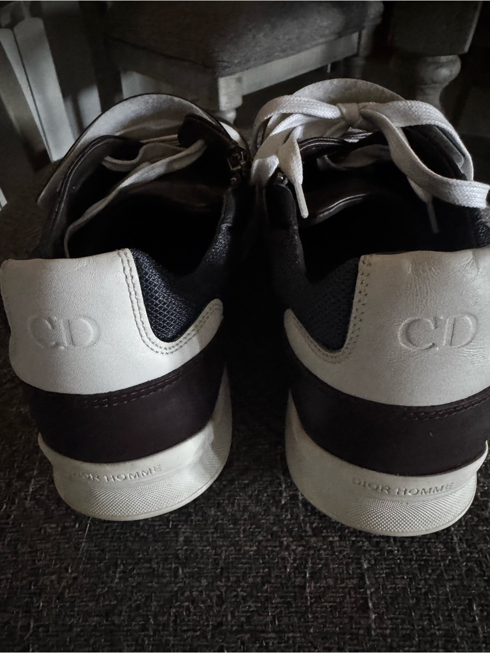 Christian Dior Men's Low-Top Leather Sneakers in White, Black & Dark Brown - Picture 3 of 8